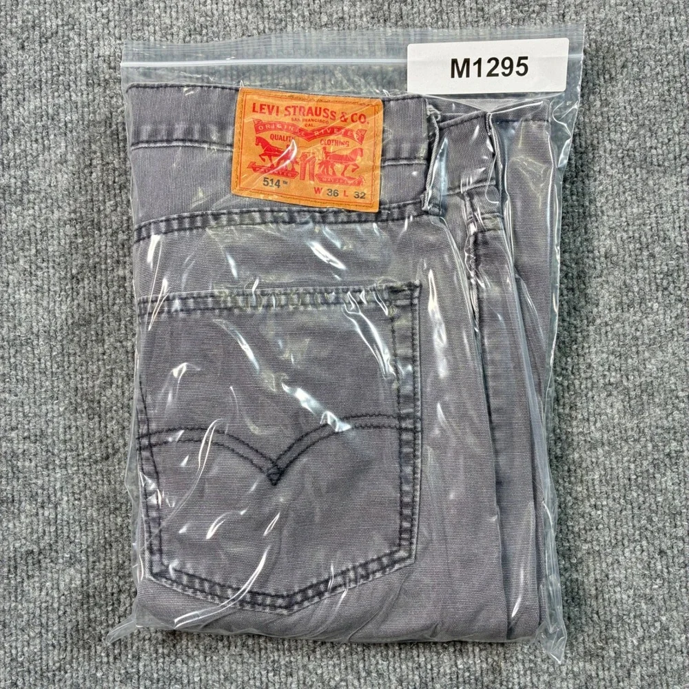 Levis 514 Straight Fit Pants Mens 36x32 Gray Stretch Twill Workwear Casual